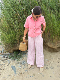 Pantalon rose fleuri