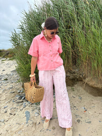 Pantalon rose fleuri