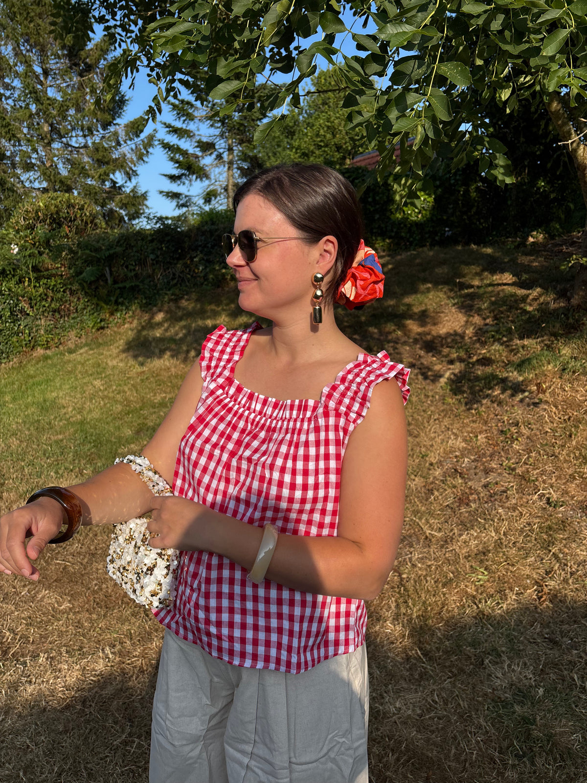 Top Chloé vichy rouge