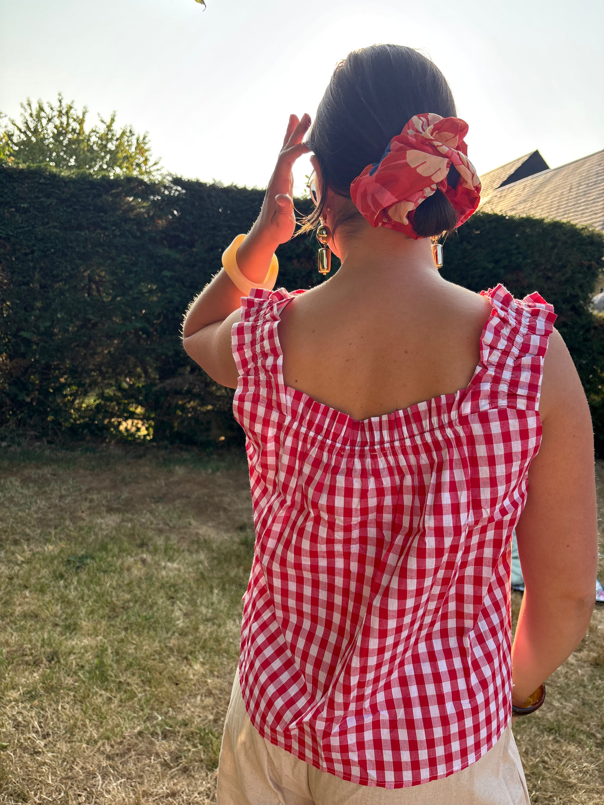 Top Chloé vichy rouge