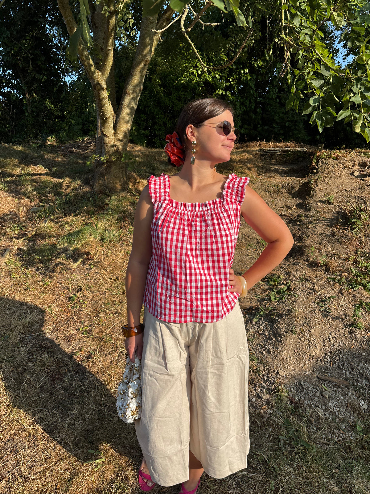 Top Chloé vichy rouge